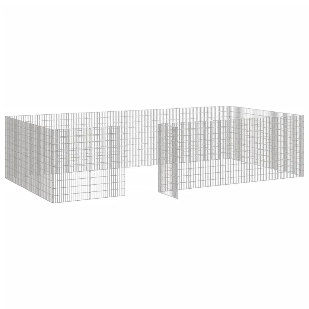 vidaXL Free Range Animal Enclosure 24-Panel 21.3"x39.4" Galvanized Iron-4