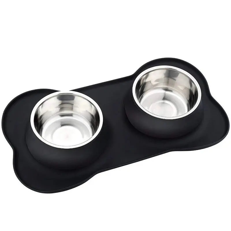 Benepaw Antislip Double Dog Bowl With Silicone Mat Durable Stainless Steel No Spill Pet Feeding Bowl Drinking Water Food Feeder Zooko