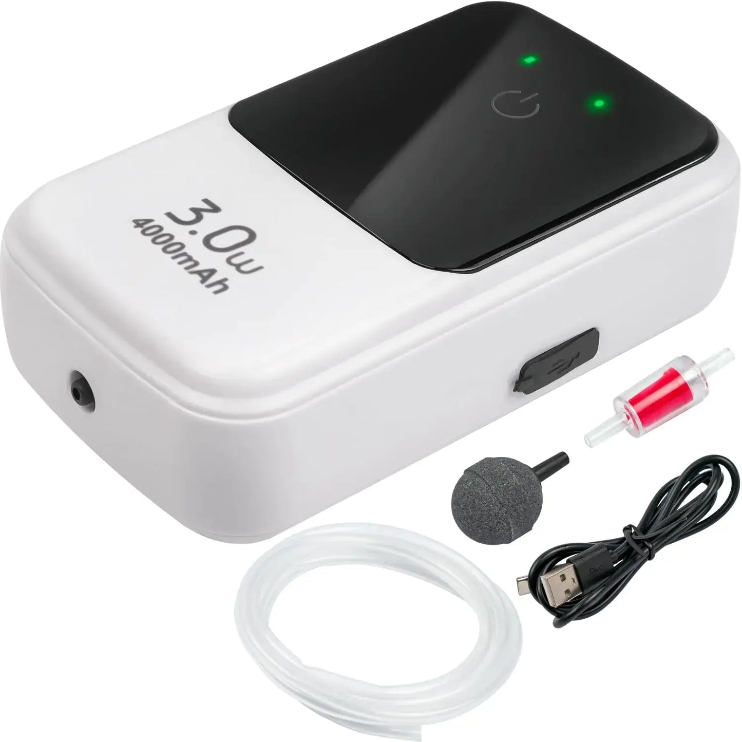 Ghosthorn Silent Dual Operating Mode Rechargeable Aerator for Fish Large Capacity Aquarium Air Pump with Universal Clip for Most Bait Buckets 4000mAh Zooko