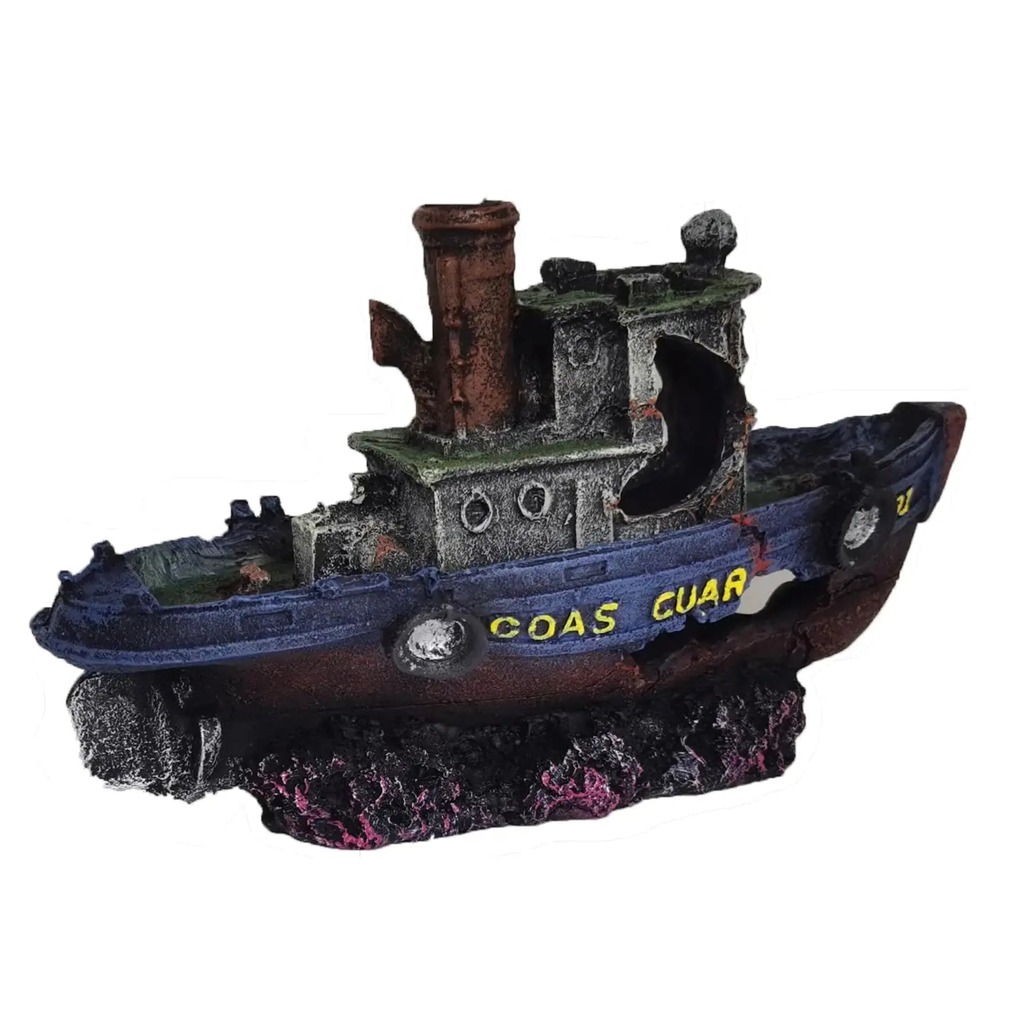 Aquarium Large Shipwreck Decorations - Fish Tank Lifelike Ship Decor Resin Material Pirate Ship Decor Zooko