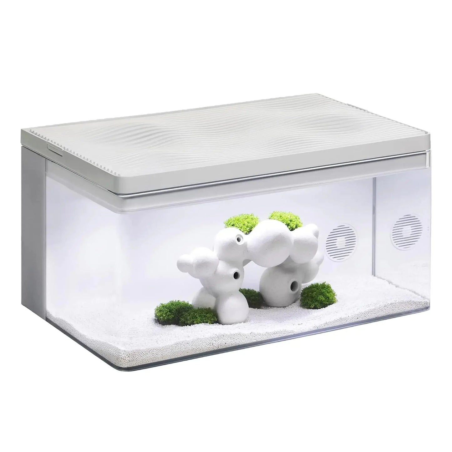 Harmony Premium All-in-One Aquatic Tank by Clairnara - iF Design Award Winning 10 Gallon Aquarium with Premium LED Light Patented Filtration System and Ultra-Quiet Water Pump - White Zooko