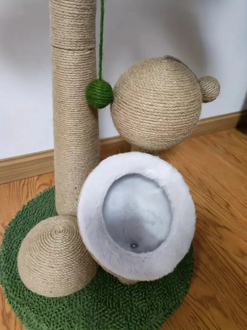Coconut Tree Cat Scratching Post with Ball Toy-4
