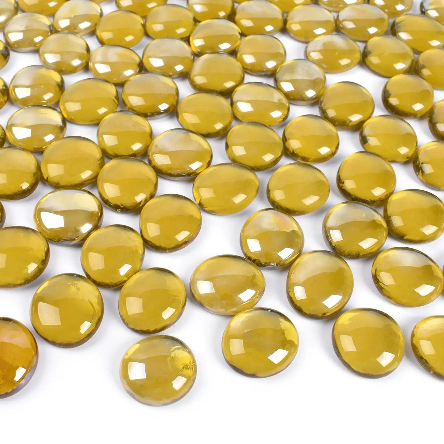 HUIANER Flat Glass Marbles 1lb 100PCS Yellow Flat Gems Glass Beads for Vase Filler Garden Aquarium Tank Pebbles Table Floral Decoration Zooko