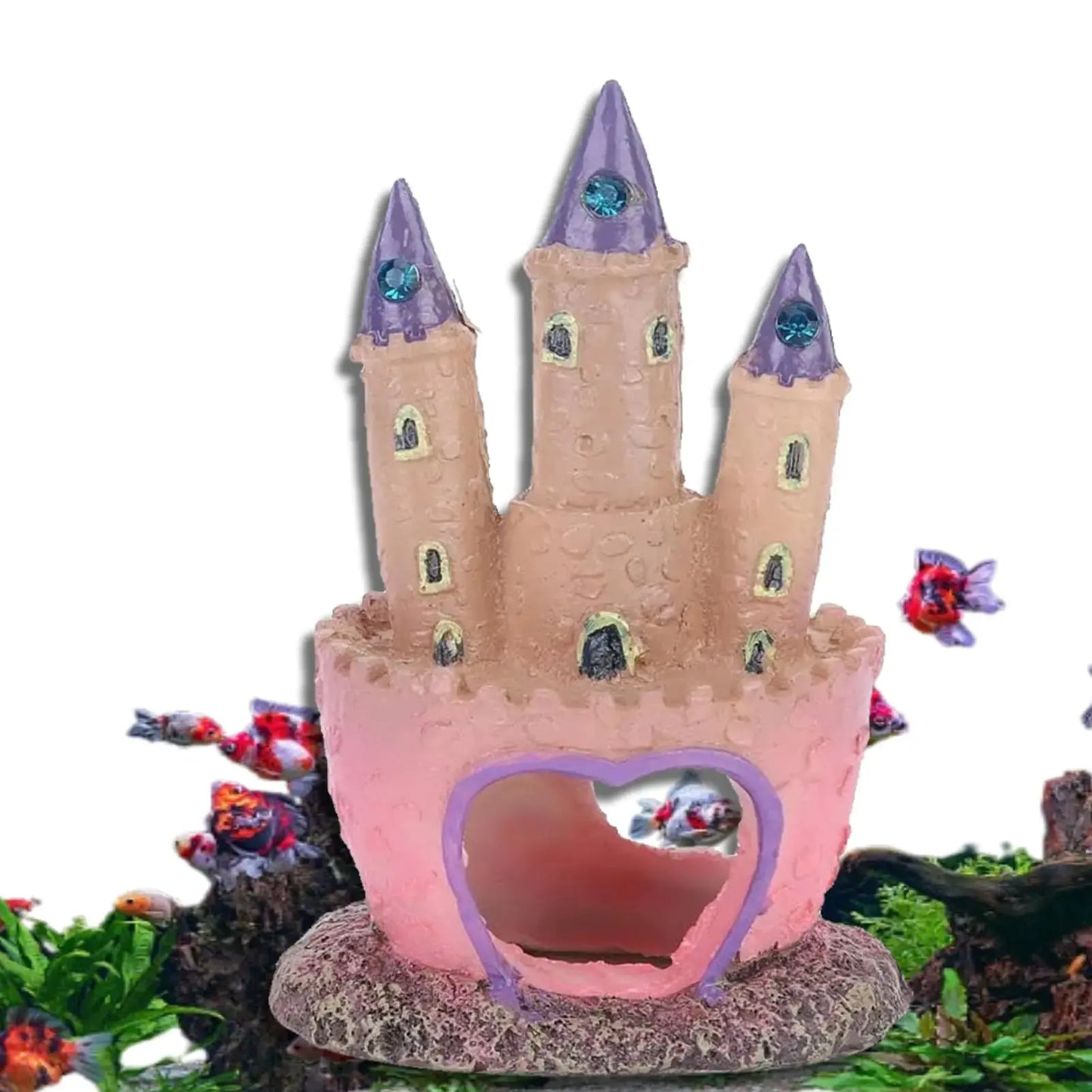 Castle Aquarium Decoration for Freshwater and Saltwater Fish Tanks Ornament Aquarium Decorations PINK Aquarium Resin Castle Decoration Fish Tank Castle Cave Hideouts House Plants Supplies Accessories Zooko