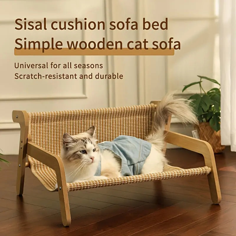 Cat Scratcher Hammock Linen Lounge Chair-1