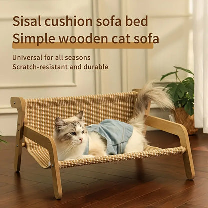 Cat Scratcher Hammock Linen Lounge Chair-1