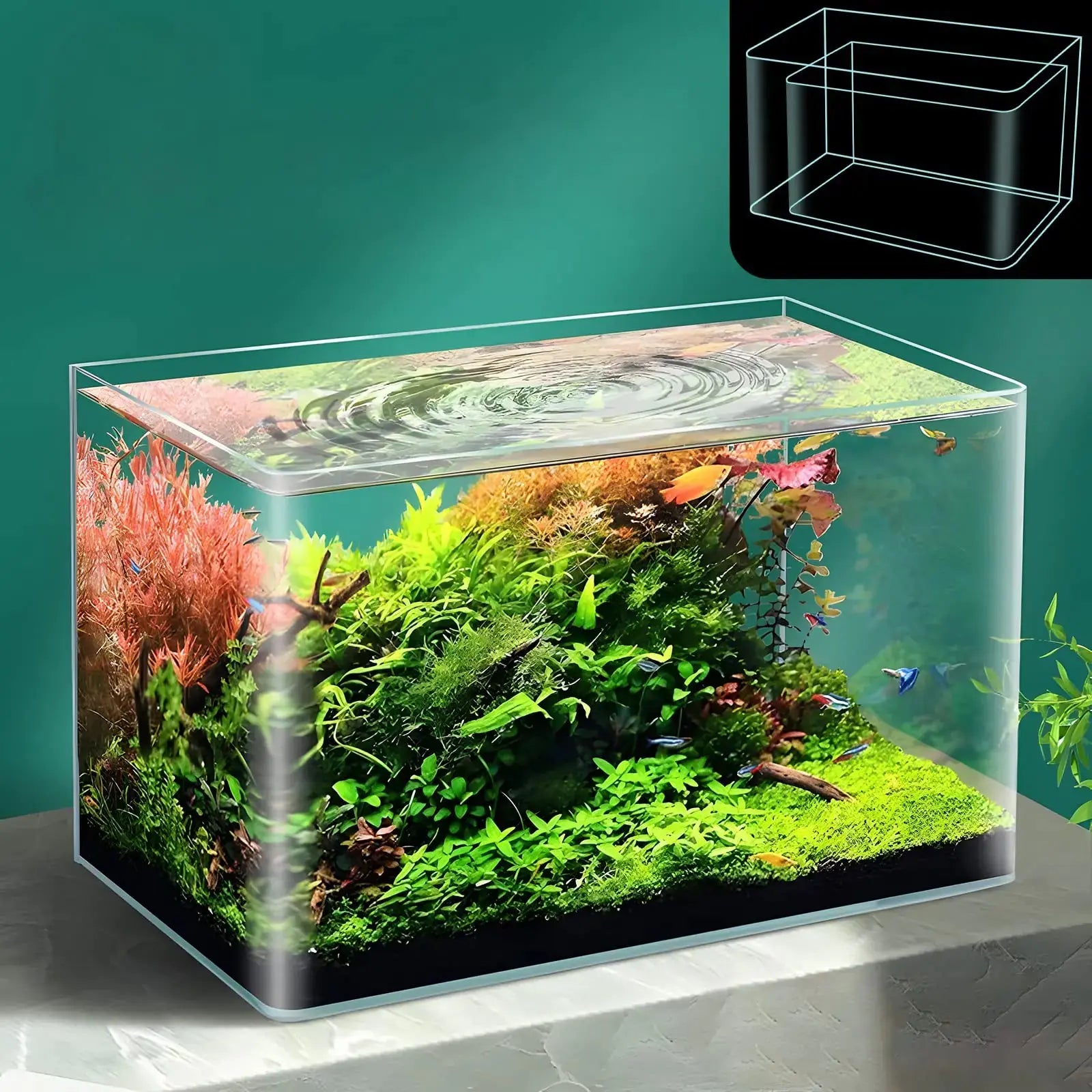 ALALAL 4 Gallon & 2 Gallon Small Fish Tank Rimless Aquarium Tank for Betta/Nano/Goldfish/Snail/Shrimp Small Fish Tank (2Pack) Zooko