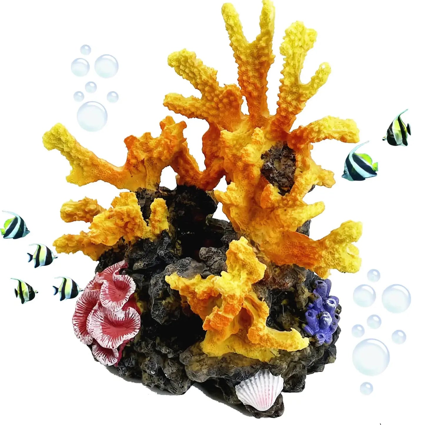 PINVNBY Aquarium Coral Reef Decor Artificial Aquarium Coral Ornament Fish Cave Hideout Artificial Aquarium Plants Artificial Resin Fish Tank Accessories for Aquarium Landscaping (Yellow) Zooko