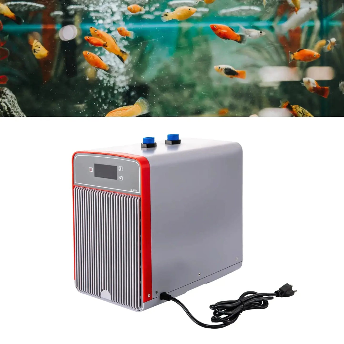 MOQNISE 160L Aquarium Chiller 42Gal 1/10HP Water Chiller Fish Tank Chiller with LED Display Pipe and Water Pump Hydroponics System for Seawater and Freshwater Aquaponic Systems Zooko