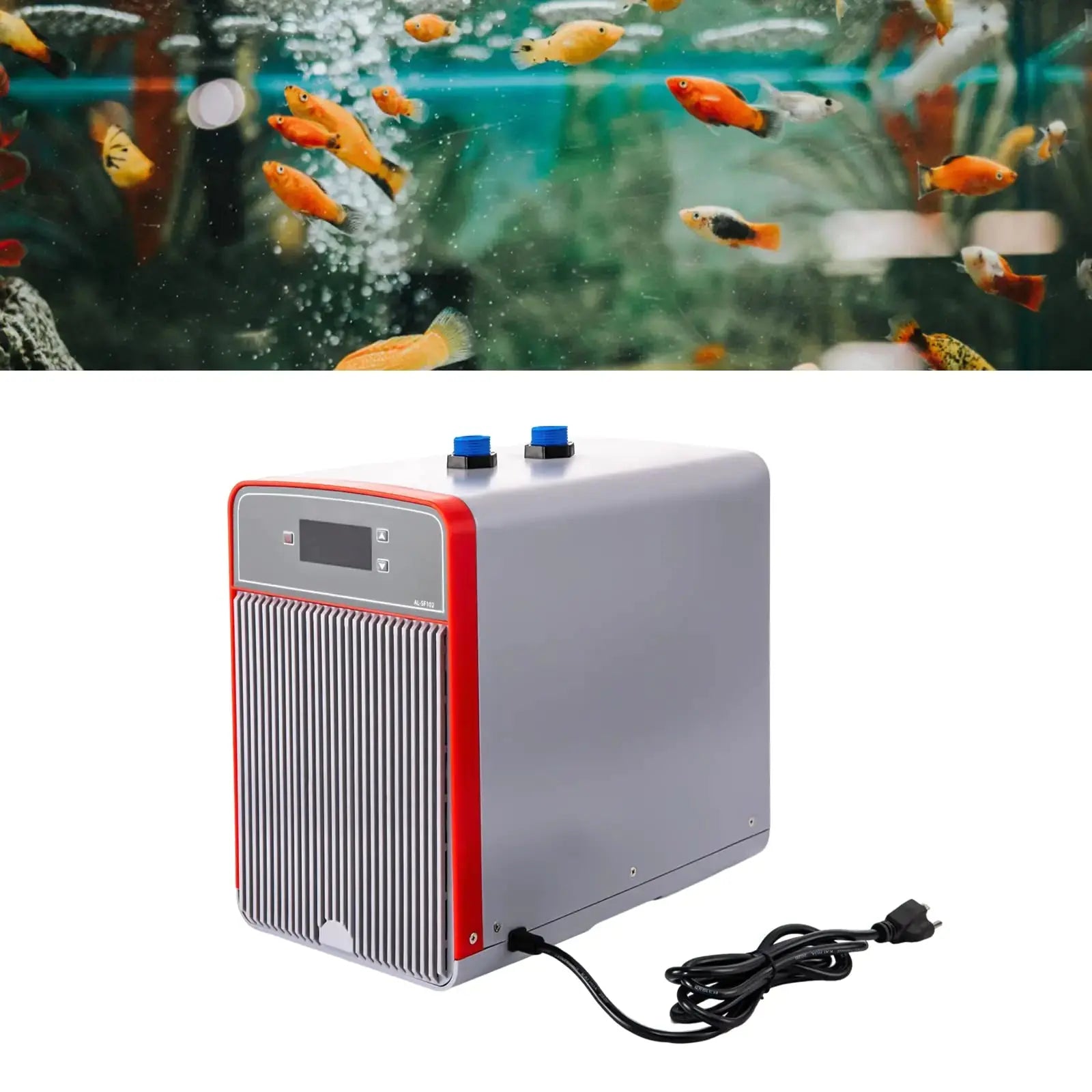 MOQNISE 160L Aquarium Chiller 42Gal 1/10HP Water Chiller Fish Tank Chiller with LED Display Pipe and Water Pump Hydroponics System for Seawater and Freshwater Aquaponic Systems Zooko