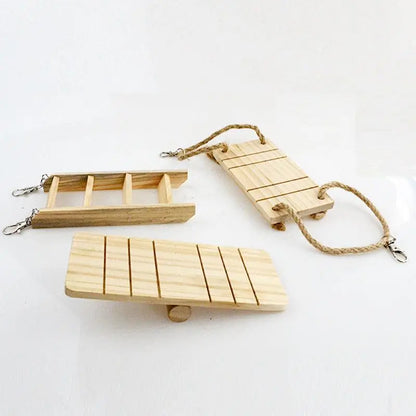 Natural Wood Pet Toy Set: Interactive Playtime Fun For Hamsters, Rabbits, Guinea Pigs, Parrots, Cats, And Dogs-5