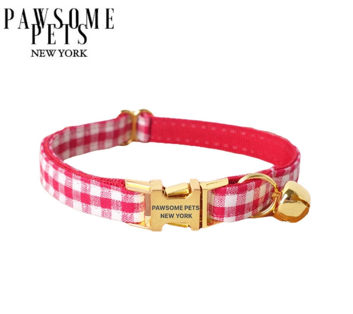 Collier Petit Chien & Chat Rayé Vermillon Français Pawsomepetsnewyork