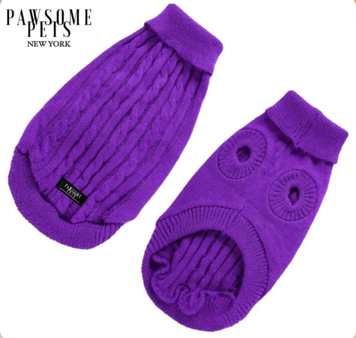 DOG AND CAT CABLE KNIT SWEATER - PURPLE-0