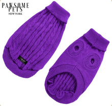 DOG AND CAT CABLE KNIT SWEATER - PURPLE-0