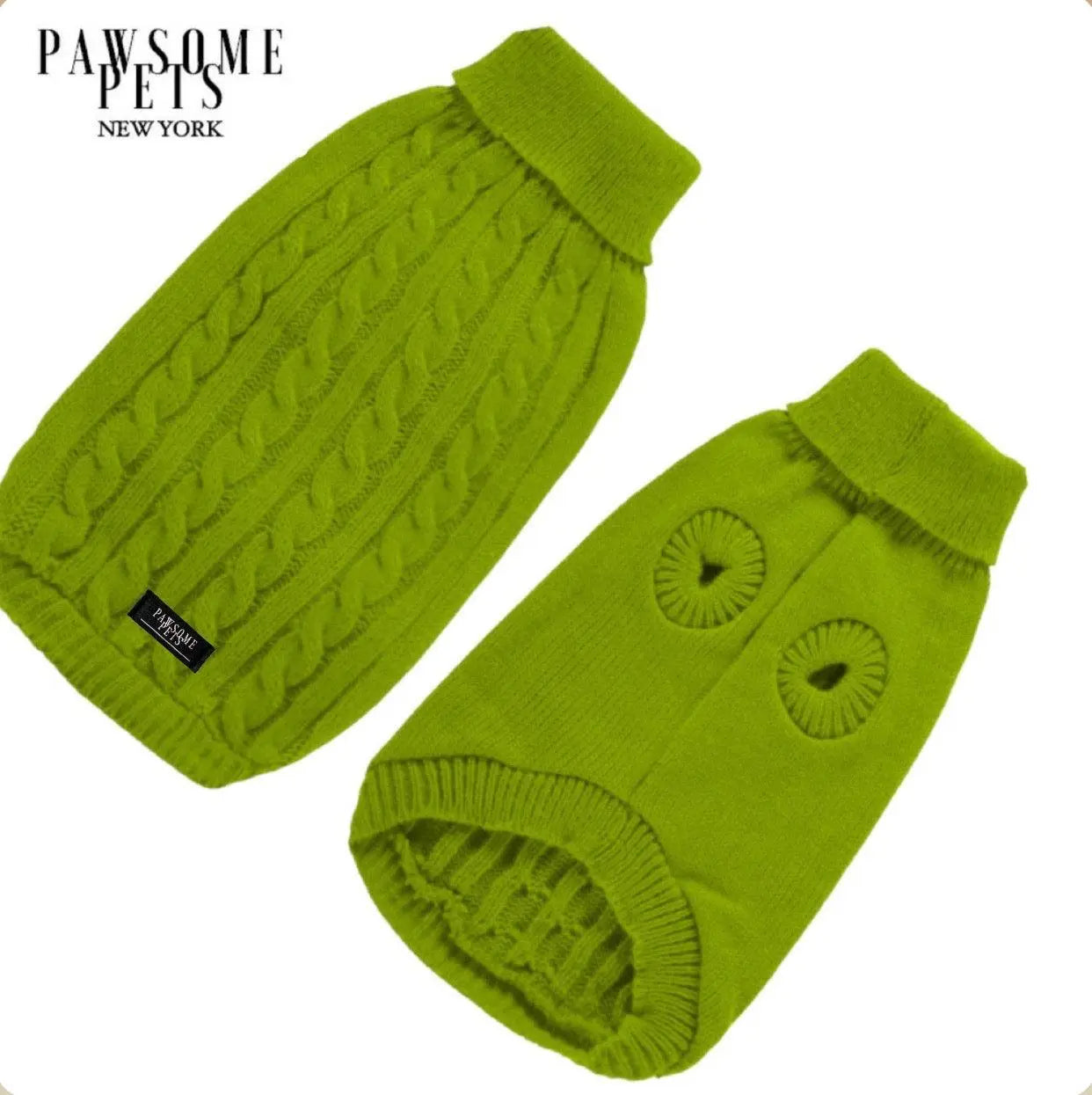 DOG AND CAT CABLE KNIT SWEATER - AVOCADO-0
