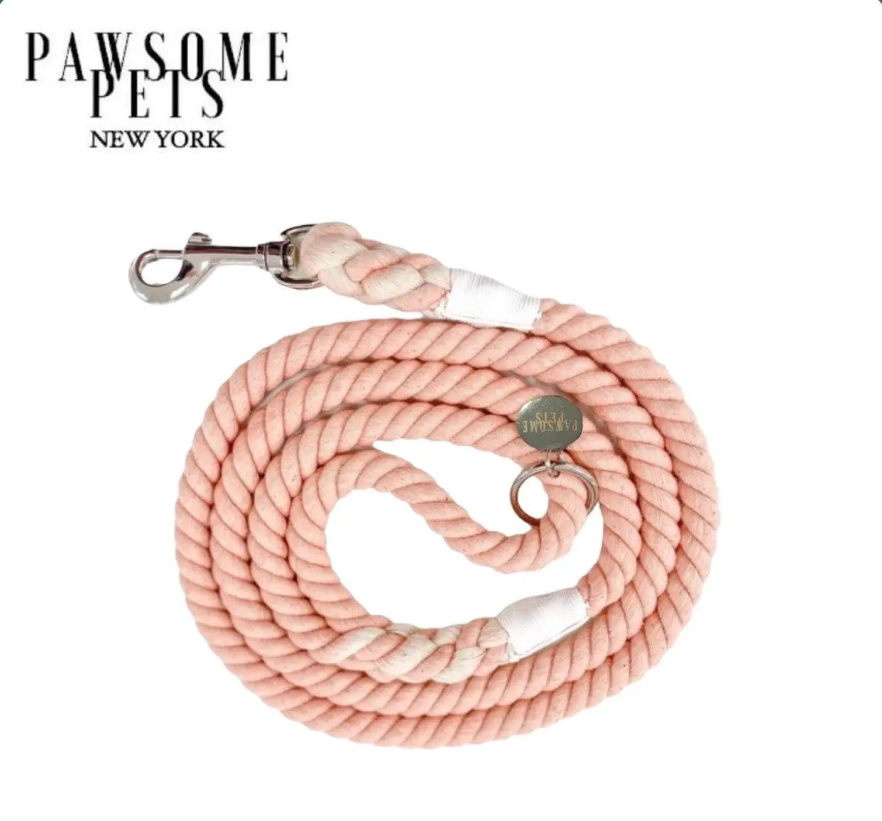 ROPE LEASH -  LIGHT CORAL PINK-0