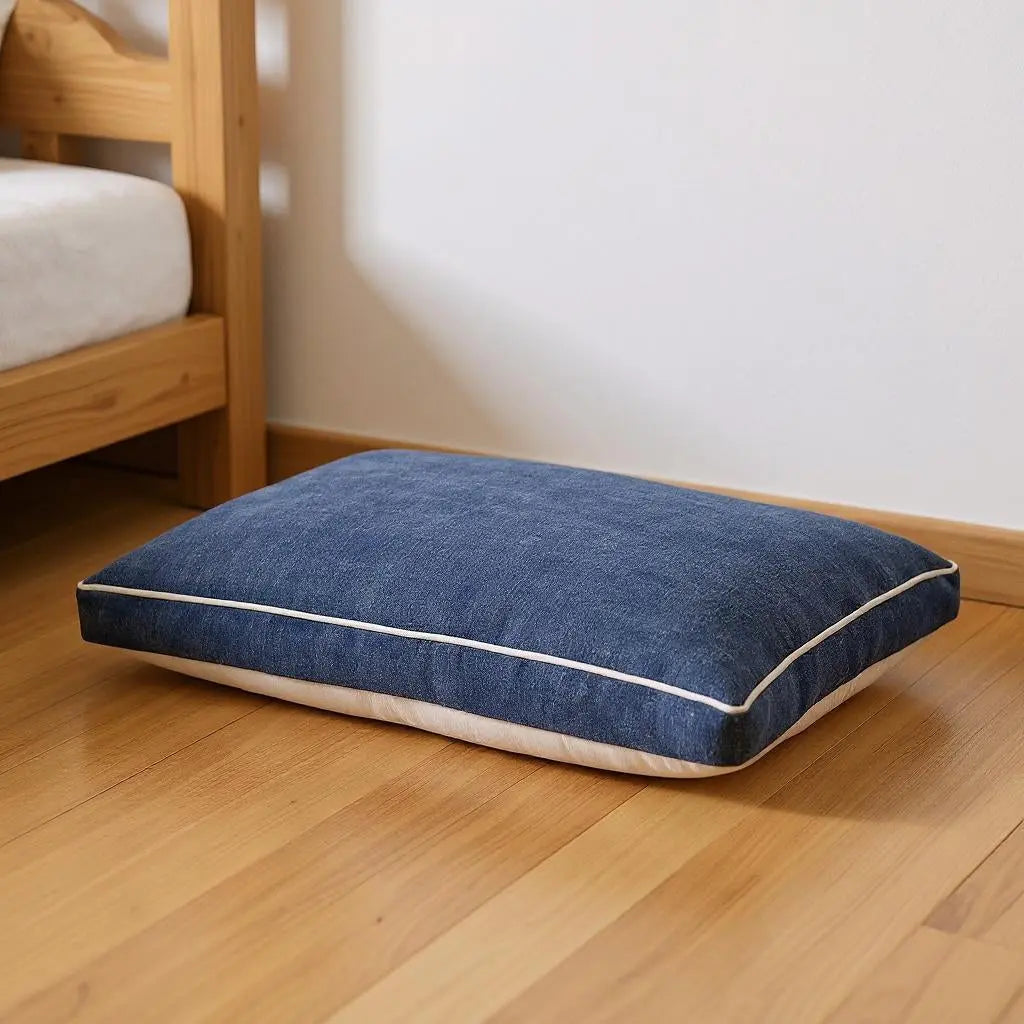 24" X 36" Stonewashed Blue Pillow Style Pet Bed With Removable Cover-0