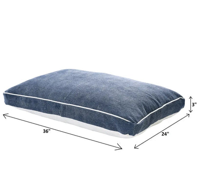 24" X 36" Stonewashed Blue Pillow Style Pet Bed With Removable Cover-8