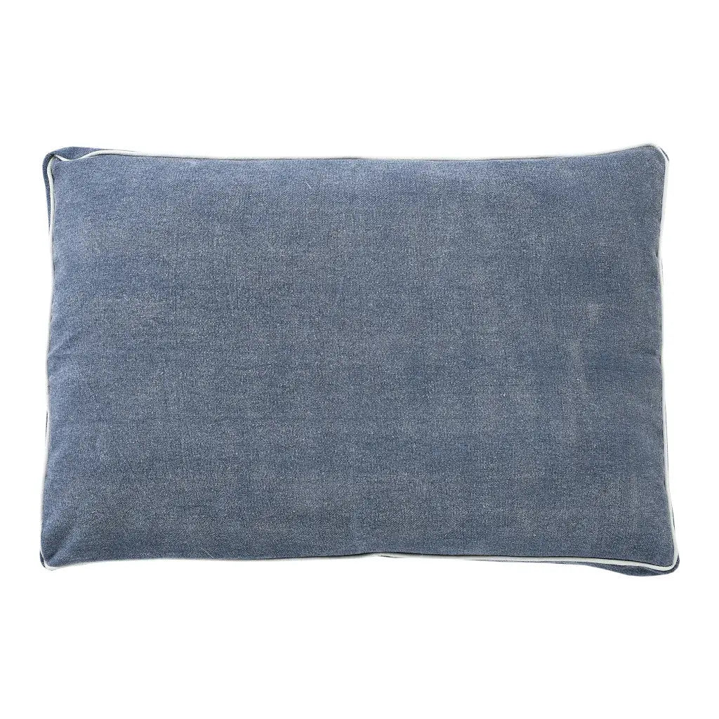 24" X 36" Stonewashed Blue Pillow Style Pet Bed With Removable Cover-3