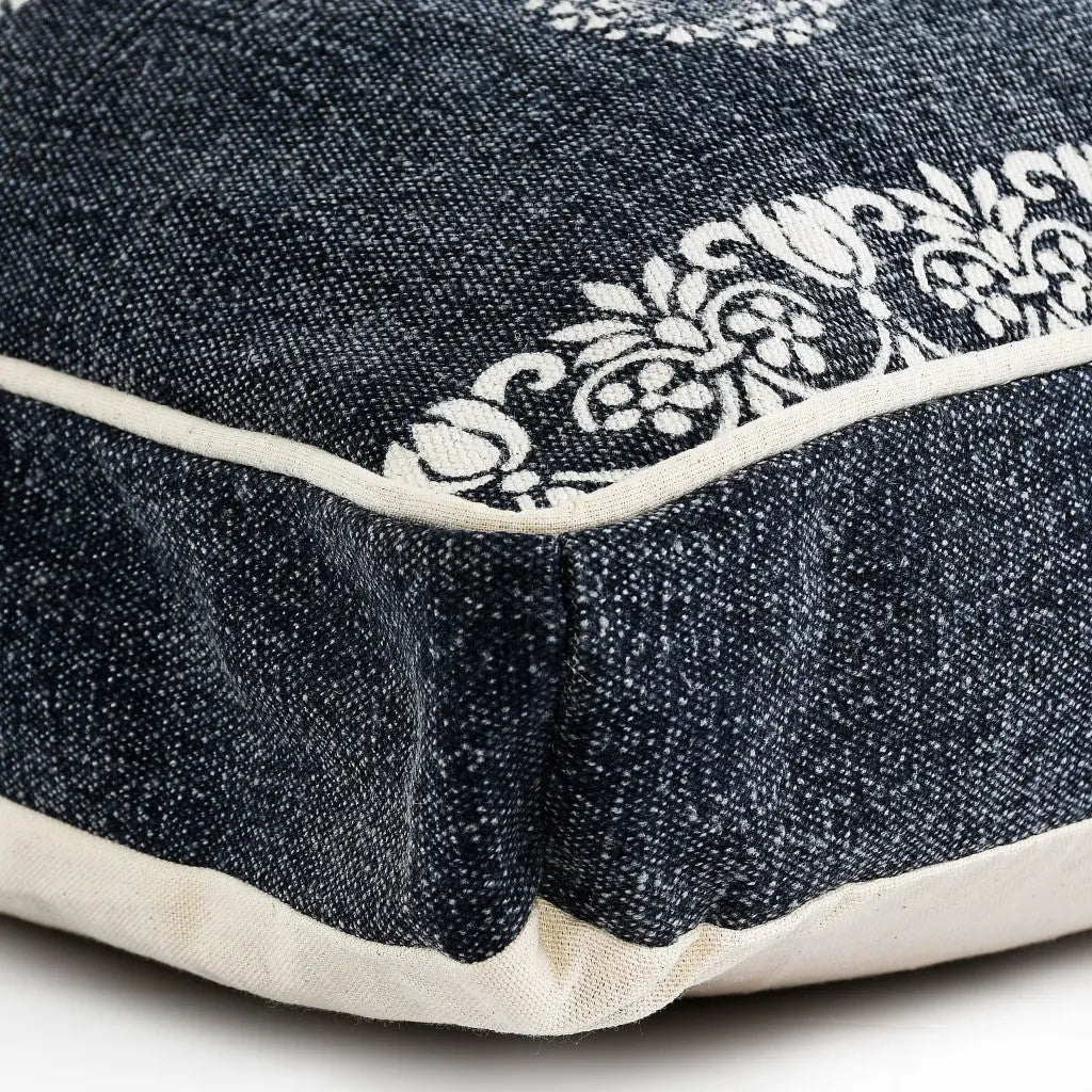 24" X 36" Stonewashed Blue Medallion Pillow Style Pet Bed With Removable Cover-6