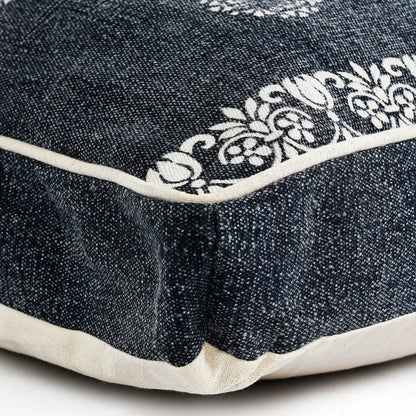 24" X 36" Stonewashed Blue Medallion Pillow Style Pet Bed With Removable Cover-6