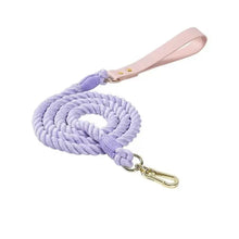 Luxe Royal Pink Leather Rope Leash - Violet-0