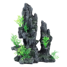 Mairuker Large Aquarium Mountain View Moss Tree Rock Cave Decor11.02 inches Tall Aquarium Decorations with Small Artificial Plants Fish Tank Stone Ornament for Betta Pleco Shrimp Hideaway Rest Play Zooko