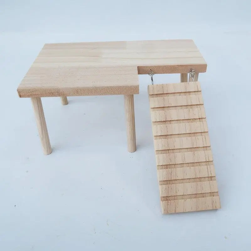 Solid Wood Hamster Staircase Playset With Golden Bear Log Toys-0