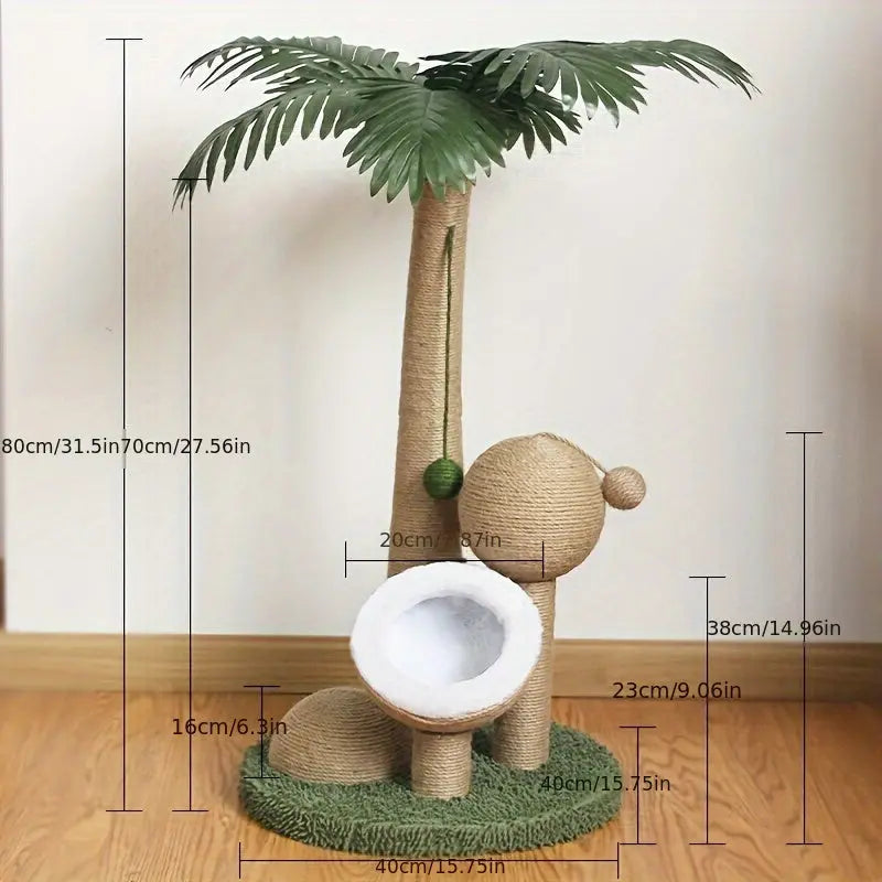 Coconut Tree Cat Scratching Post with Ball Toy-1