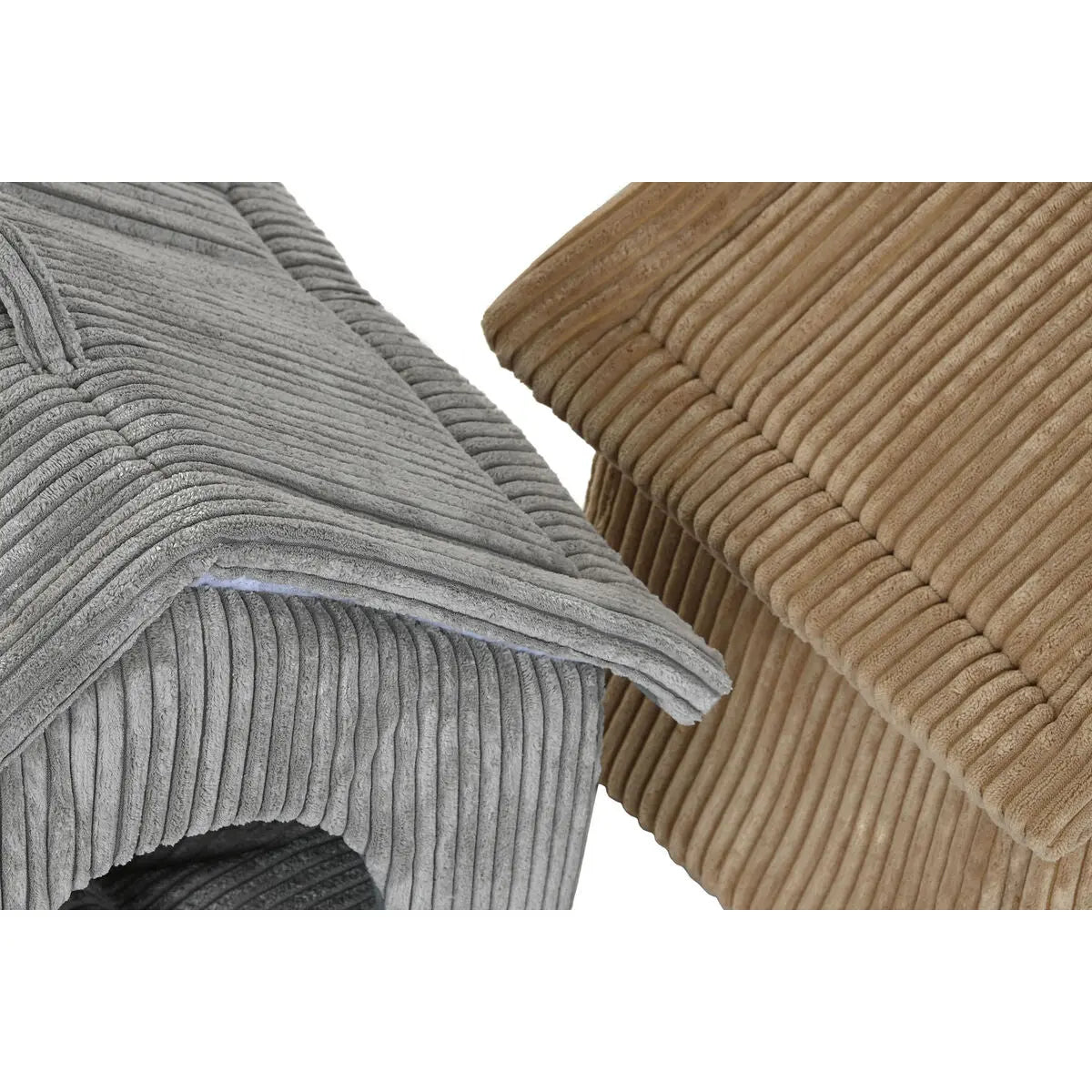 Pet bed DKD Home Decor 40 x 33 x 38 cm 48 x 37 x 40 cm Grey Camel Aluminium 2 Units-1