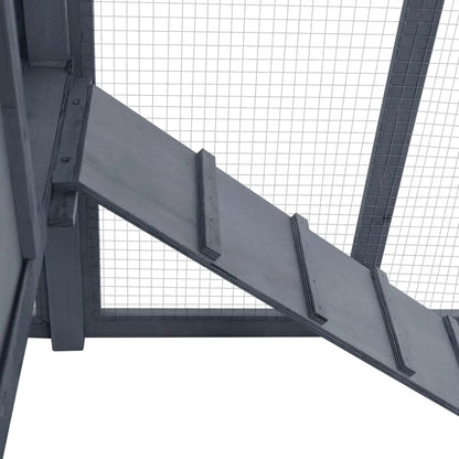 vidaXL Chicken Coop and Run Hen House with Nesting Box Pen Solid Fir Wood-0