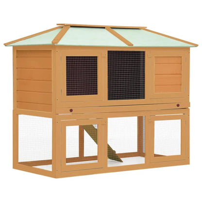 vidaXL Animal Rabbit Cage Double Floor Solid Fir Wood-0