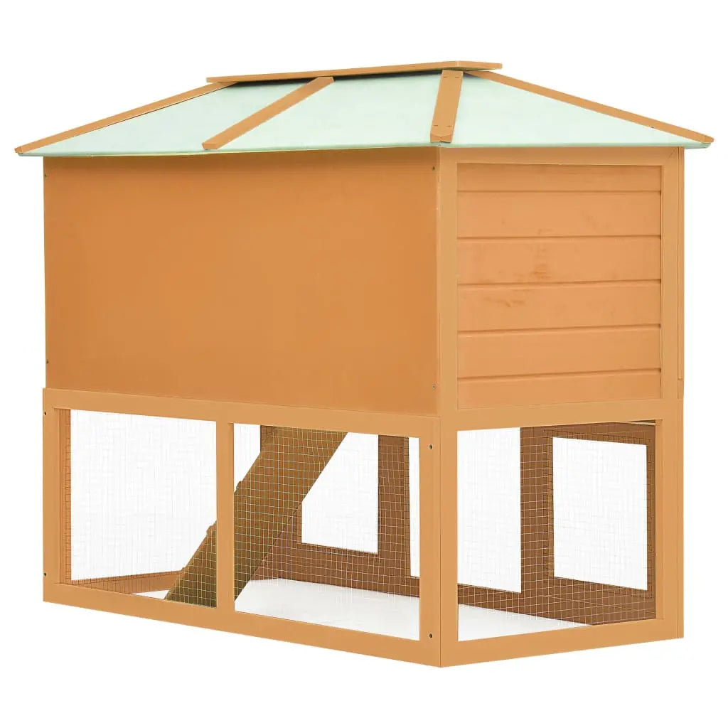 vidaXL Animal Rabbit Cage Double Floor Solid Fir Wood-2