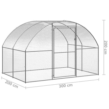 vidaXL Outdoor Chicken Coop 9.8'x6.6'x6.6' Galvanized Steel-0