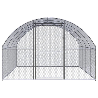 vidaXL Outdoor Chicken Coop 9.8'x13.1'x6.6' Galvanized Steel-0