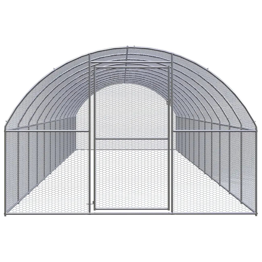 vidaXL Outdoor Chicken Coop 9.8'x39.4'x6.6' Galvanized Steel-1