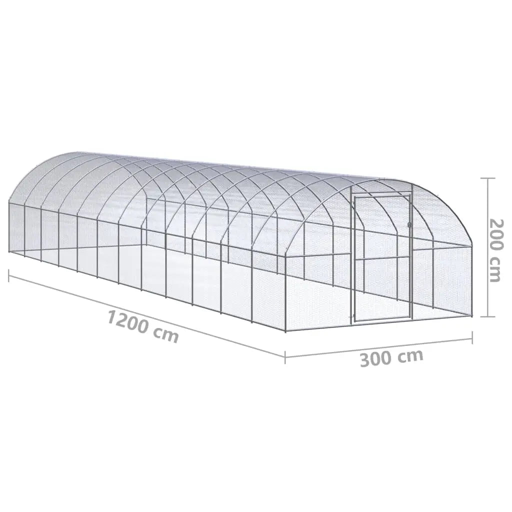 vidaXL Outdoor Chicken Coop 9.8'x39.4'x6.6' Galvanized Steel-0