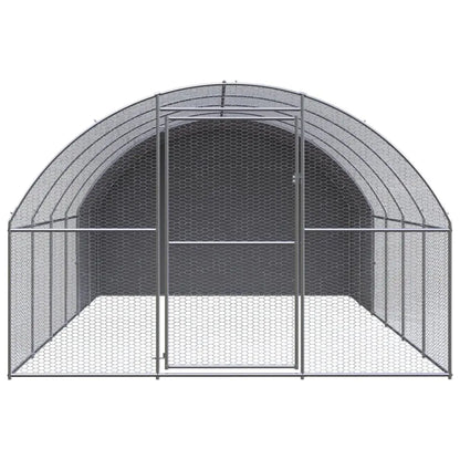 vidaXL Outdoor Chicken Coop 9.8'x19.7'x6.6' Galvanized Steel-1