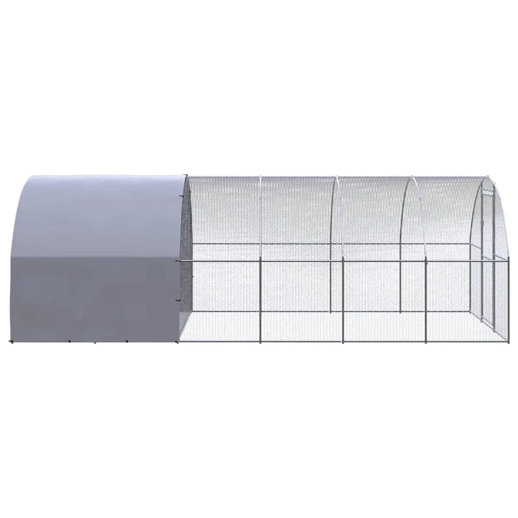 vidaXL Outdoor Chicken Coop 9.8'x19.7'x6.6' Galvanized Steel-3