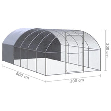vidaXL Outdoor Chicken Coop 9.8'x19.7'x6.6' Galvanized Steel-0