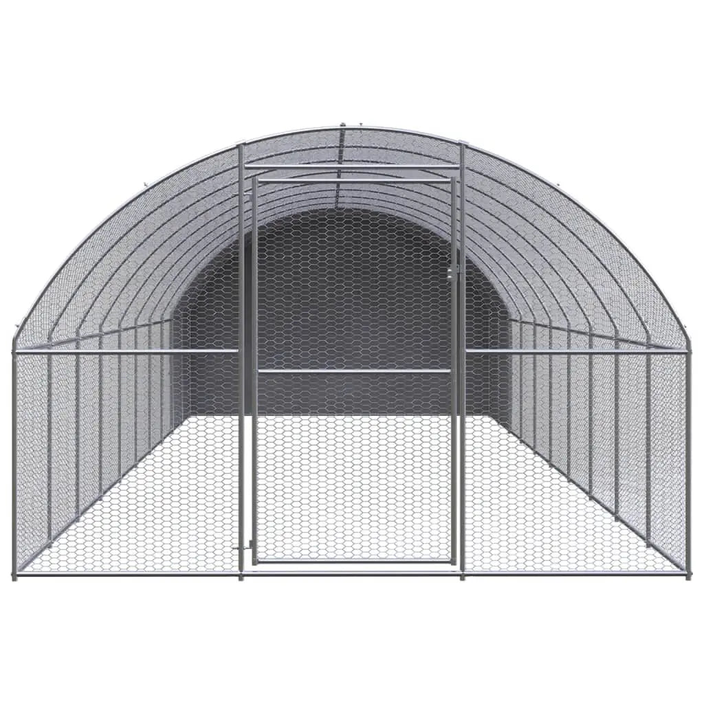 vidaXL Outdoor Chicken Coop 9.8'x32.8'x6.6' Galvanized Steel-1