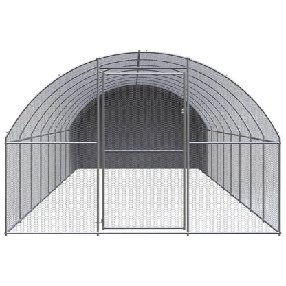 vidaXL Outdoor Chicken Coop 9.8'x32.8'x6.6' Galvanized Steel-1