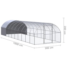 vidaXL Outdoor Chicken Coop 9.8'x32.8'x6.6' Galvanized Steel-0