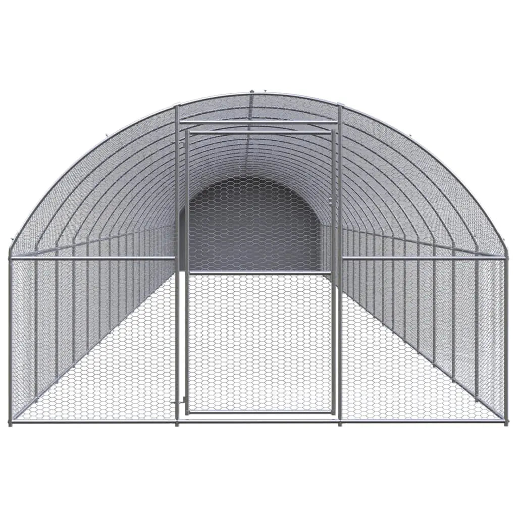 vidaXL Outdoor Chicken Coop 9.8'x65.6'x6.6' Galvanized Steel-1