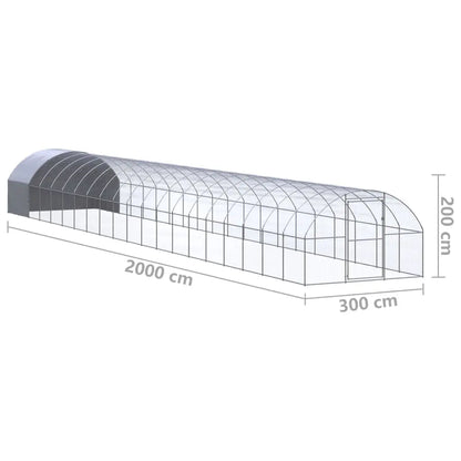 vidaXL Outdoor Chicken Coop 9.8'x65.6'x6.6' Galvanized Steel-0