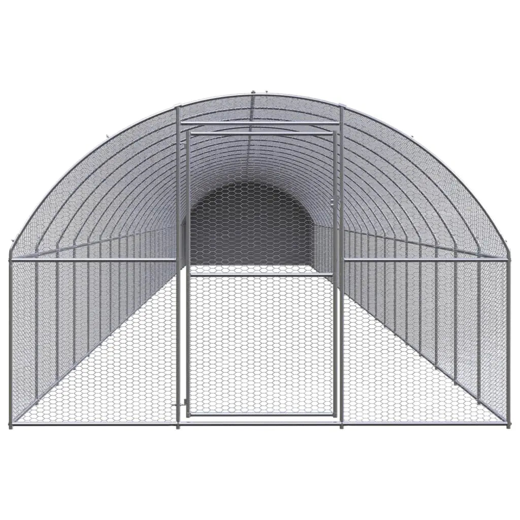 vidaXL Outdoor Chicken Coop 9.8'x78.7'x6.6' Galvanized Steel-1