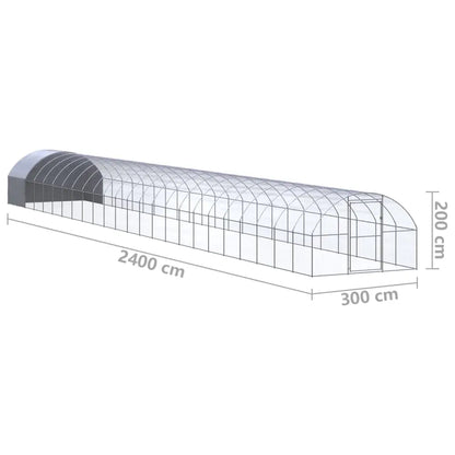 vidaXL Outdoor Chicken Coop 9.8'x78.7'x6.6' Galvanized Steel-0