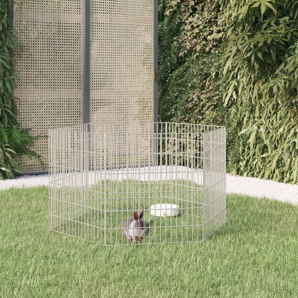 vidaXL Free Range Animal Enclosure 6-Panel 21.3"x23.6" Galvanized Iron-0