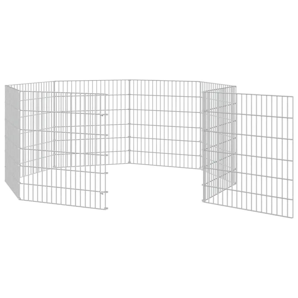 vidaXL Free Range Animal Enclosure 8-Panel 21.3"x23.6" Galvanized Iron-4