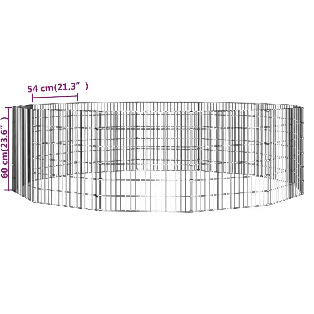 vidaXL Free Range Animal Enclosure 12-Panel 21.3"x23.6" Galvanized Iron-2
